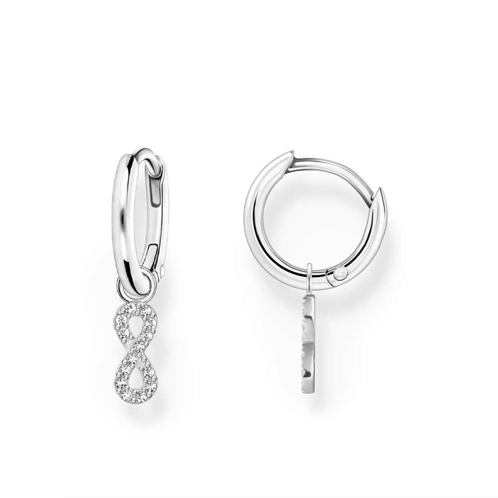 Thomas Sabo Orecchini a cerchio da donna in argento Sterling 925 con zirconi, dimensioni: 17 x 6 mm, CR667-051-14, 17x6 mm, Argento sterling, Zirconia cubica 1