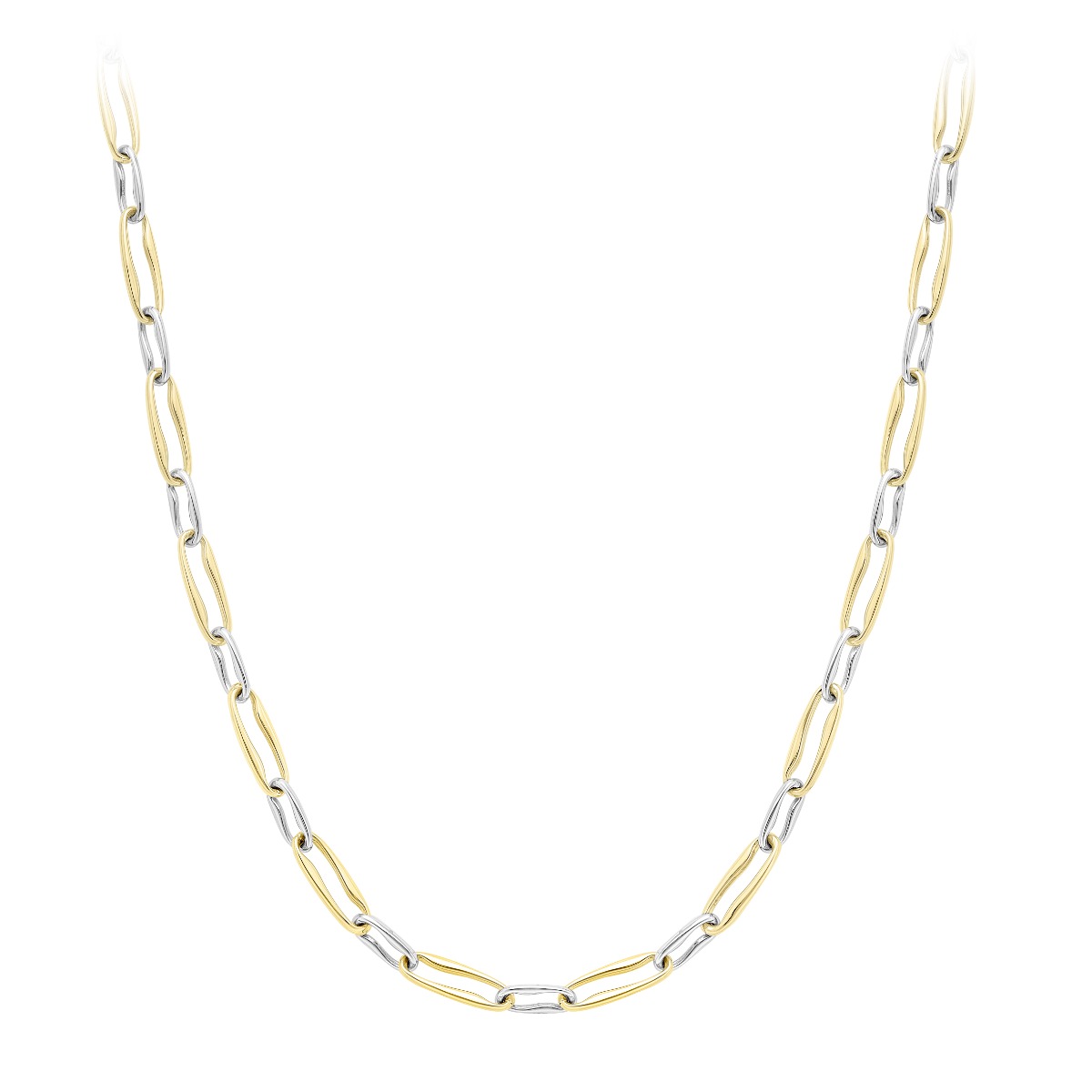 9ct Yellow Gold & White Gold Elongated Paperlink chain 18’ | Peter Jackson