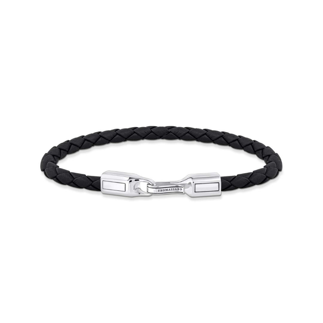 Thomas Sabo black 5mm leather Silver Bracelet | Peter Jackson