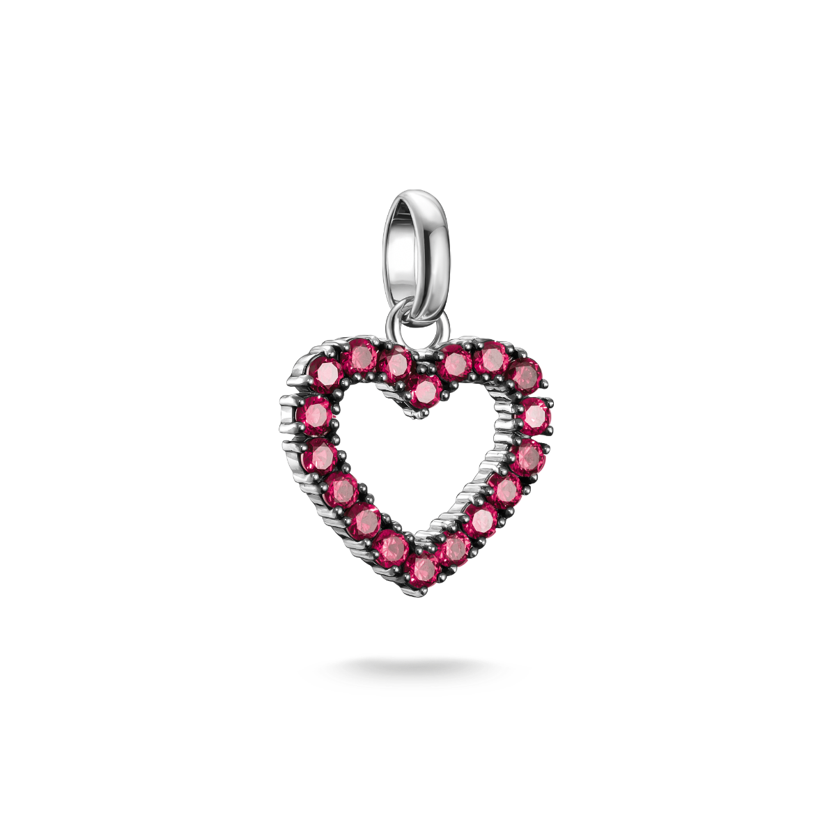 Thomas Sabo Karma Bead Cœur Pavé Rouge - Argent Sterling 925 Noirci K0084-639-10 - Bijou Symbolique Élégant
