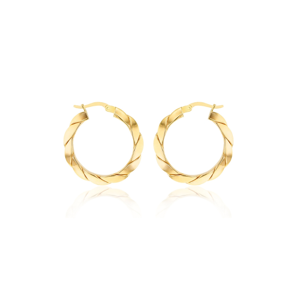 9ct Gold Twisted Creole Hoop Earring |Peter Jackson