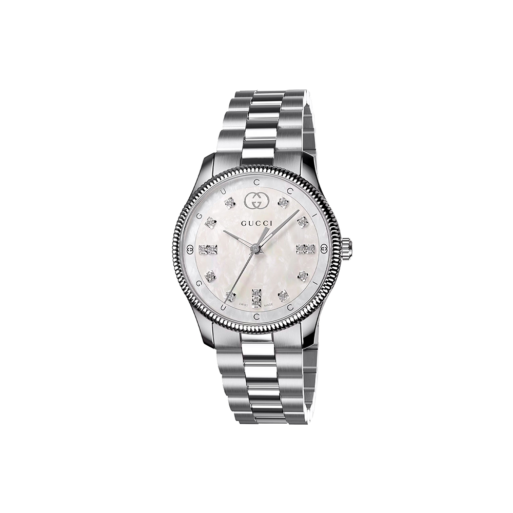 Gucci G- Timeless 29mm Pearl Diamond Quartz Watch Peter Jackson