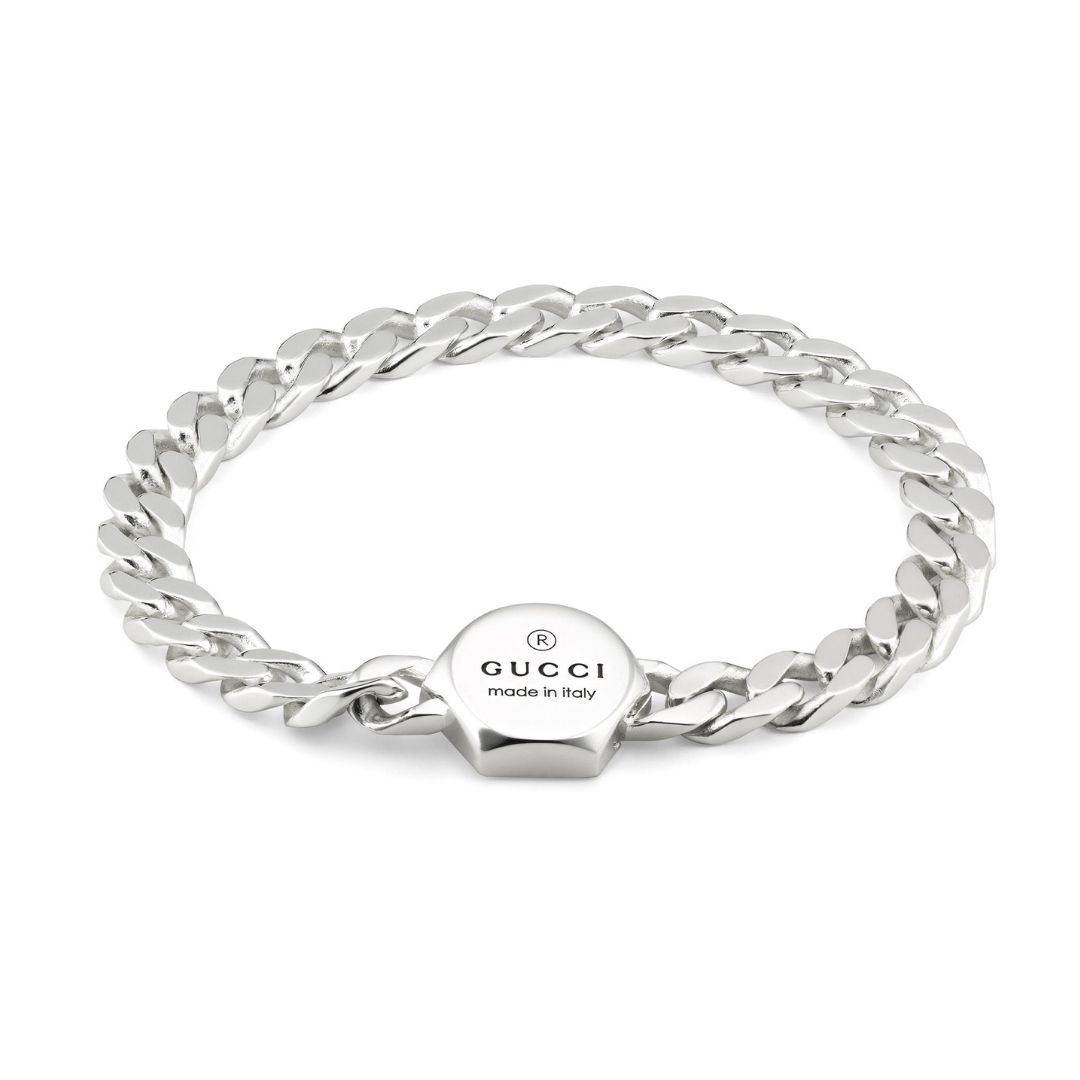 Gucci Trademark Hexagon Silver Curb Bracelet