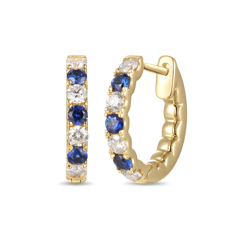 Diamond sapphire clearance hoop earrings