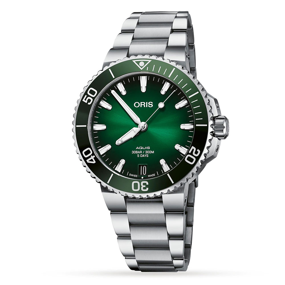 Oris Aquis 43.50mm Green Dial Automatic Bracelet Watch Peter Jackson