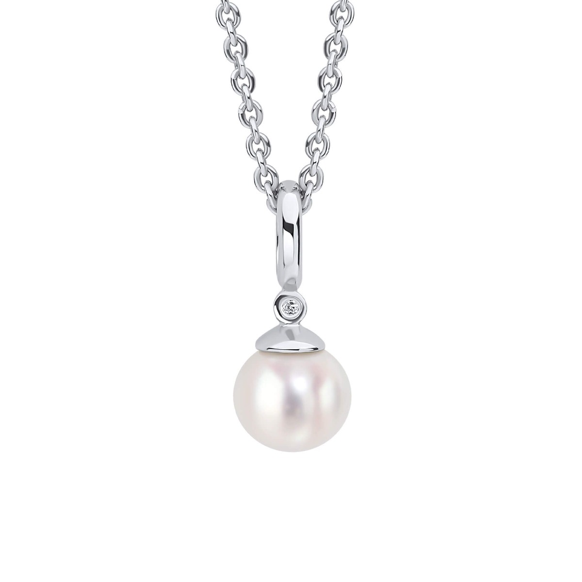 D For Diamond Freshwater Pearl Drop Silver Necklace | Peter