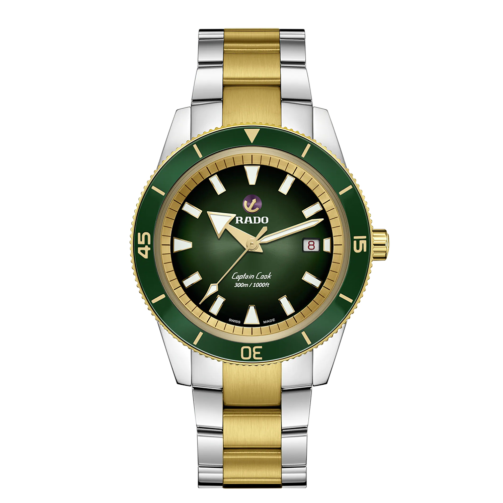 Rado Captain Cook Bi Colour Green Dial Bracelet Watch Peter Jackson