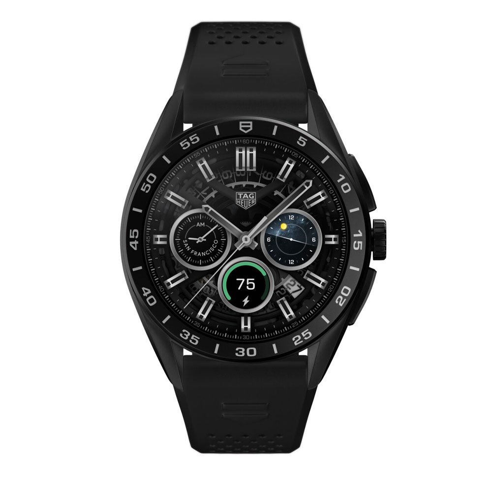 TAG Heuer Connected Calibre E4 Titanium 45mm Black Rubber Strap watch |  Peter Jackson