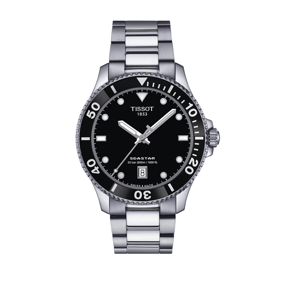 Tissot Seastar 1000 40mm Black Quartz Bracelet Watch Peter Jackson