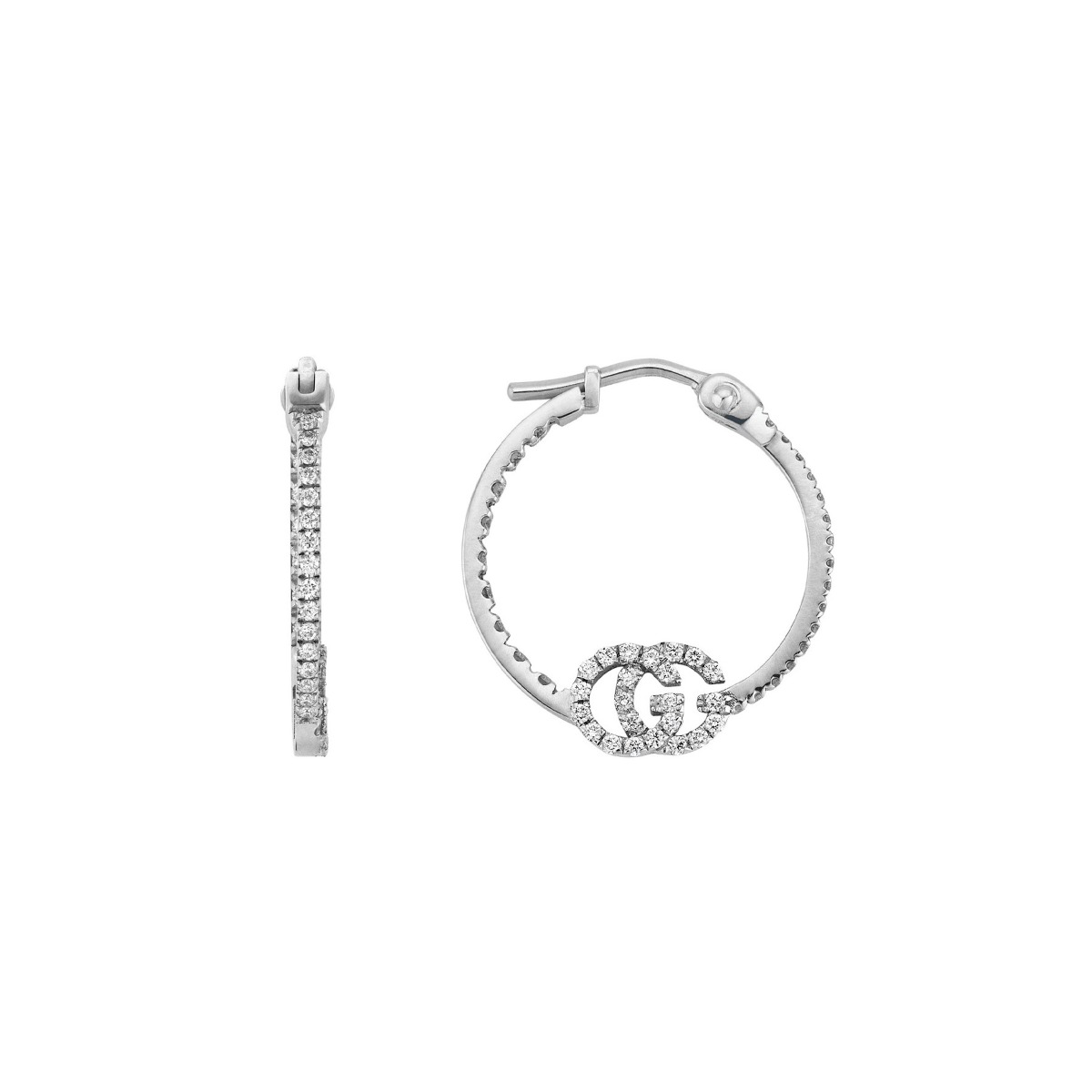 Gucci 16mm GG 18CT White Gold Diamond Hoop Earrings | YBD5819820010 | Gucci  hoops Peter Jackson the Jeweller