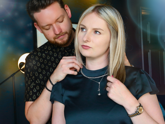 Woman with gold necklace