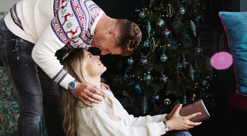 Couple enjoying christmas